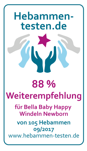 Siegel: 88 % Weiterempfehlung von Hebammen-testen.de für bella baby Happy Windeln Newborn