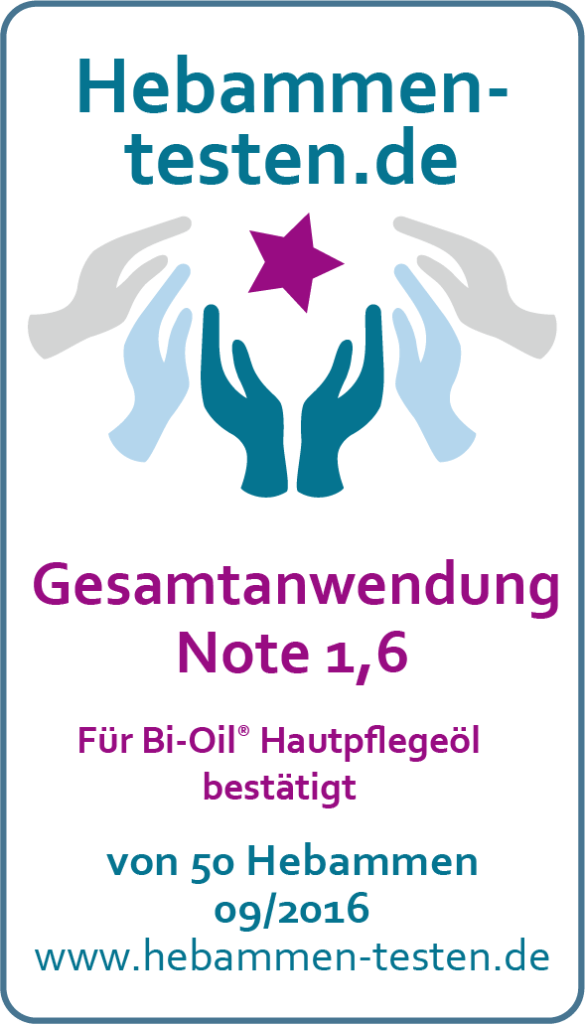 Siegel: 76 % Empfehlung von Hebammen-testen.de für Bi-Oil® Bi-Oil® 60ml