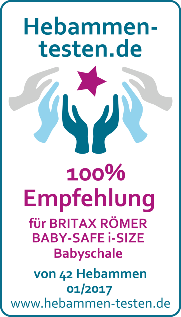 Siegel: 100 % Empfehlung von Hebammen-testen.de für BRITAX RÖMER BABY-SAFE i-SIZE 