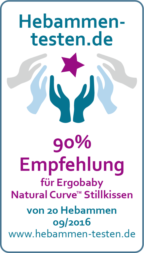 Siegel: 90 % Empfehlung von Hebammen-testen.de für Ergobaby Stillkissen Natural Curve™